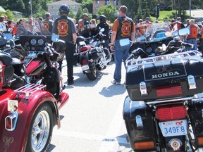 The Ontario chapter of the Red Knights Motorcycle Club, consisting of active and retired firefighters, held their annual meeting in Owen Sound over the weekend. The gathering included a scenic ride up the peninsula for about 70 bikes. Tracey Richardson photo.