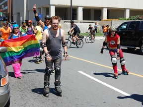 All the colours of the rainbow were on full display at Sudbury's annual Pride Parade on Sunday, as around 200 people participated in the parade to celebrate Sudbury's lesbian, gay, bi-sexual, transgender and queer community. They marched around Sudbury's downtown core to promote acceptance and understanding. (Jonathan Migneault/The Sudbury Star)