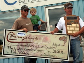 This year’s winners of the Bronzeback Classic bass tournament Jason Sedesky and Darren Whitta.
FILE PHOTO/Daily Miner and News