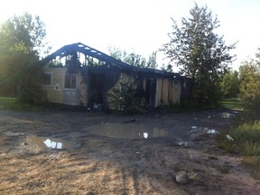 The St. Theresa Point RCMP station was burned down in a suspected arson July 21, 2013 at 4 a.m. (HANDOUT)