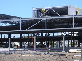 The steel frame is up and work is underway at the new high school located off of 68 Avenue near the Eastlink Centre, as shown in this July-dated photo. The school was named Charles Spencer High School last May. Spencer is one of Grande Prairie's original pioneers, businessmen and real estate agent. The school will serve as Grande Prairie's second public high schools. AARON HINKS/DAILY HERALD-TRIBUNE