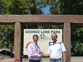 PHOTO COURTESY OF THE TOWN OF HIGH RIVER. Exp., a Canadian-based engineering firm, has stepped forward in an attempt to rebuild and remediate the children’s playground area in George Lane Park, according to a Town of High River press release.