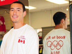 St. Thomas Olympic hopeful Matt Brisson will be at Tommy White's Source for Sports on Thursday and Saturday to meet fans and supporters. Brisson is one of Canada's premiere 110-metre hurdlers and White's will be selling "Road to Rio" T-shirts to help finance his training toward the 2016 Olympic Games in Brazil. R. MARK BUTTERWICK / Times-Journal / QMI AGENCY