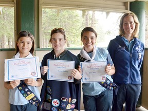 Guide leader Nan Poole celebrates with the girls who received the Lady Baden-Powell award, which is the highest award a Girl Guide can get last summer. FILE PHOTO
