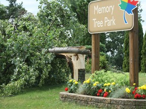 Memory Tree Park in Callander, as seen in this file photo, was hard hit during the wind storm. Mayor Hec Lavigne says the cleanup is continuing.