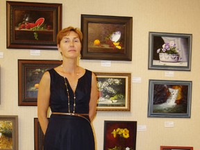 Malvina James, shown here, at an exhibit of her art work.