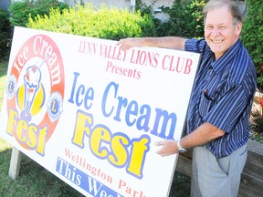 Larry Hemeryck, a member of the Simcoe Lynn Valley Lions Club, will be in Wellington Park on the weekend helping with the annual Ice Cream Fest. The fundraiser is in its 15th year. (DANIEL R. PEARCE Simcoe Reformer)