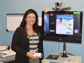 Deborah Baird, a registered nurse, operates the telemedicine (OTN) site at the Elliot Lake Family Health Team, locate in the ELNOS Building.
Photo by KEVIN McSHEFFREY/THE STANDARD