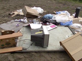 Recyclable cardboard, electronics and other garbage were among the items recently found dumped at the Dunes. (Submitted)