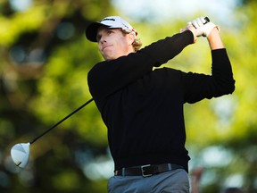 Brantford's David Hearn tees off on the first hole during the first round at the Canadian Open golf tournament at Glen Abbey Golf Club in Oakville. (Reuters)