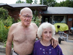 Serge and Antonina Zubko in their driveway where Serge claims he was injured by police sent to their home on Monday. (DEREK RUTTAN/QMI Agency)