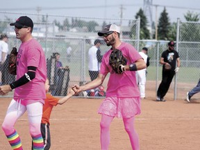 The Pink Army, winners of division B, played on Saturday, July 20 in the annual Dennis Sernes Softball Tournament, a cancer fundraiser.