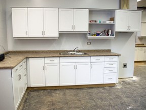 The new cupboards of the home economics room at La Verendrye School pictured, Friday. The revamp of the home ec room is one of a number of repair projects being done at the school over the summer. (ROBIN DUDGEON/PORTAGE DAILY GRAPHIC/QMI AGENCY)