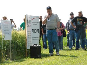 NARF field manager Stewart Brandt gives one of the presentations at the Melfort Research Farm on Wednesday, July 24.