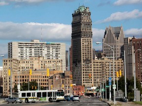 Downtown Detroit is seen looking south on Grand River Avenue in Detroit, Michigan July 25, 2013. (REUTERS/Rebecca Cook)