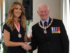 Celine Dion receives the Order of Canada from Governor General David Johnston