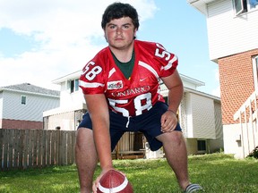 North Bay's Colin Jerome helped anchor Team Ontario's offensive line during a bronze-medal performance at the under-18 Canada Cup football tournament last week in Moncton, N.B. JORDAN ERCIT/The Nugget