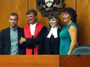 L-R Tom Clackson, Court of Queen's Bench Justice Terry Clackson, Katie Clackson and mother, Kim Clackson.  Tony Blais, Edmonton Sun/QMI Agency
