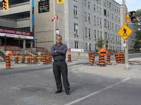 King Street resident Peter Rubens said there is not enough evidence to warrant speed bumps that are currently being constructed on Brock Street. (Danielle VandenBrink/The Whig-Standard)