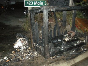 This is a police photograph of one of the sites that was set on fire.