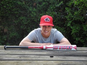 Jenna Flannigan is seen here with the bat she won, for being named top hitter at the Canadian Nationals. It's been a busy summer of baseball for Flannigan, who also plays with the Cornwall River Rats of the National Capital Baseball League.
Kevin Gould staff photo