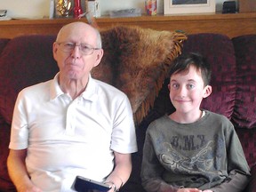 Ten-year-old Cameron Shields says he finds it easier to communicate with his grandfather, Bryan, after taking part in the Brain Waves program offered by the Alzheimer Society. (Submitted Photo)