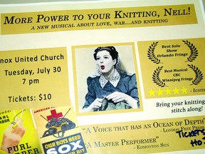 A poster shows award winning fringe performance More Power to your Knitting Nell! which is coming to Knox United on Tuesday at 7:00 pm. Tickets are $10 and can be bought at the door or at Ho Joe’s Coffee in advance. 
GRACE PROTOPAPAS/Daily Miner and News
