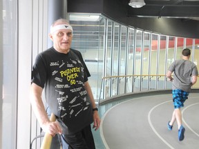 Ken Rivers spent his 70th birthday yesterday walking a marathon at the YMCA track.
GINO DONATO/THE SUDBURY STAR