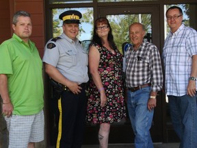 KEVIN RUSHWORTH HIGH RIVER TIMES/QMI AGENCY. After a long interview process, that started well before the June 20 flood, High River now has a new sergeant leading the High River detachment. From left to right are Ken Braat, chairman of the High River policing committee, Ian Shardlow, Amanda Kemery, committee member, Al Brander council liaison to the committee and Don McCracken.