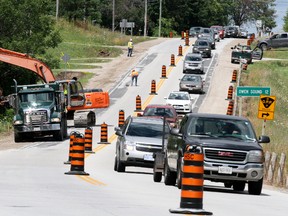 Traffic is backed up in Chatsworth by construction work in the summer of 2013. (JAMES MASTERS The Sun Times)