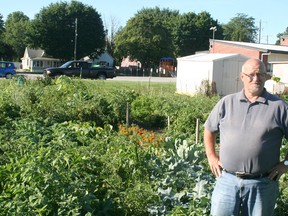 Community Gardens coordinator Derwyn Armstrong poses in the garden at the Ontario Early Years Centre property on Murray Street. Food has been stolen from the plots.