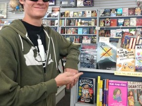 Kincardine writer Joshua Howe points out his published book Relik at Fincher's in Kincardine. Howe has begun writing his second book Shroud. (SUBMITTED)