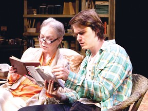 Pictured are Martha Henry as Prof and Luke Humphrey as Murph in Taking Shakespeare.