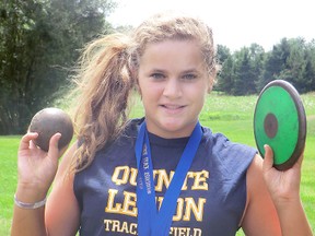 Brighton's Kirsten Bevaart won the gold medal in midget girls discus and added a silver in shot put at the recent Minor Track Association of Ontario meet in Brampton.