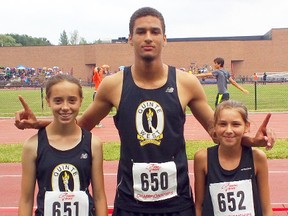 Quinte West Track Club athletes Tori Tees, Leaugen Fray and Julia Martin competed at the Athletics Ontario Bantam/Midget/Youth Provincial Track and Field Championships this past weekend at Toronto's York University.