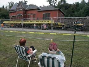 A crowd of about 75 was out to watch moving day for the CPR Station in Goderich Wednesday morning.