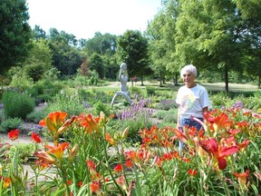 The Kincardine Labyrinth Peace Garden is looking for volunteers to help keep the garden blossoming. Creator Betty Conlin stands among the numerous plants in the garden on July 26, 2013.