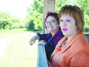 Minister of Culture Heather Klimchuk and MLA Jackie Fenske take a tour of the historic NWMP fort. Photo by Aaron Taylor.