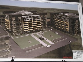 The original design for Lofts and Landings, seen above, featured two nine story condominium towers. A redesign for the Saskatchewan Avenue property, which has yet to be revealed, will feature a single, wider tower, and also potentially a hotel.