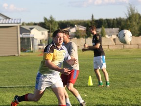 Declan Fitzpatrick tosses a pass during the latest Fort McMurray Shamrocks practice at Westwood Field on Wednesday. Five teams on the men’s and women’s side will be vying for the Western Canadian Championship this weekend in Edmonton. 

Robert Murray/Today Staff