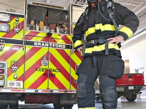 Brantford firefighter Kevin Bibby plans to run a full marathon in October while wearing a full set of gear. (Brian Thompson, The Expositor)