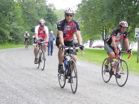 Hundreds of cyclists peddled through the area on Thursday, with stops in Mille Roches, Cornwall and Lancaster in a 600-kilometre trek between Toronto and Montreal.
Staff photo/CHERYL BRINK