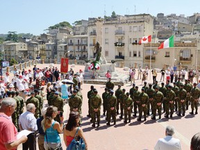 Members of the Canadian Forces attend a commemoration ceremony during a tour of Sicily, Italy, marking 70 years since Canadian troops pushed back enemy forces in the country during the Second World War. Cornwallite Master-Cpl. Shawn Banville joined the tour as the group’s medic.
Canadian Army Public Affairs/Cpl. Philippe Archambault