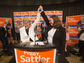 NDP candidate Peggy Sattler, left, won the London West byelection on Thursday. DEREK RUTTAN/ The London Free Press /QMI AGENCY
