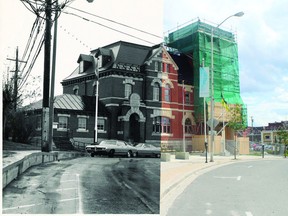 The renovations being made to city hall are being done with painstaking efforts to preserve the original appearance of the building. On the left is a photo being used as a reference by the contractors taken in the 1960s, on the right is a photo of city hall from roughly the same spot on Thursday afternoon.