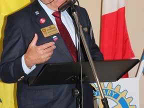 District Governor Ed Thompson addressed the Melfort Rotary on Tuesday, July 30.