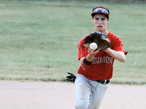 Alec Miller of Chatham is a third baseman and starting pitcher for the Ontario youth baseball team at the Canada Games in Sherbrooke, Que. (Contributed Photo)