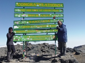 Raj Barchha, 68, of Sarnia, and his daughter Sonia successfully conquered Mount Kilimanjaro last month. Barchha had been waiting 50 years for the adventure, after a missed opportunity as a teen. SUBMITTED PHOTO/FOR THE OBSERVER/QMI AGENCY