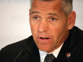 TransCanada president and CEO Russ Girling announces the Energy East pipeline to the media in an Aug. 1 press conference.