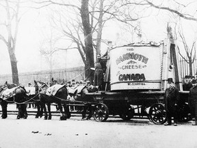 'Mammoth Cheese leaving Perth en route to the World’s Columbian Exposition at Chicago,' April 17, 1893 (Library and Archives Canada)